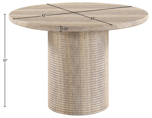 Meridian Furniture Rapallo Round Concrete Pedestal Dining Table Art Deco Style Seats Four Indoors or Out Travertine 758Travertine-DT