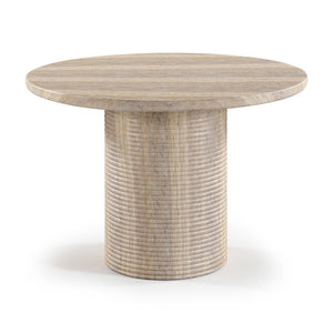 Meridian Furniture Rapallo Round Concrete Pedestal Dining Table Art Deco Style Seats Four Indoors or Out Travertine 758Travertine-DT