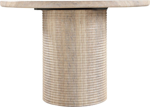 Meridian Furniture Rapallo Round Concrete Pedestal Dining Table Art Deco Style Seats Four Indoors or Out Travertine 758Travertine-DT