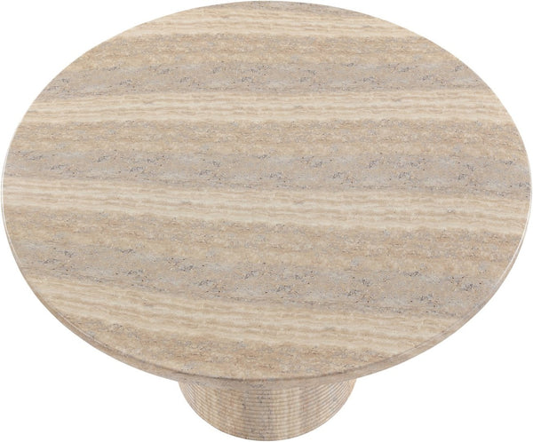 Meridian Furniture Rapallo Round Concrete Pedestal Dining Table Art Deco Style Seats Four Indoors or Out Travertine 758Travertine-DT