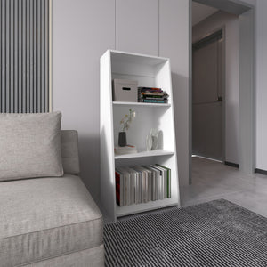 English Elm Note 47" Ladder Bookcase Tall Three-Tier Space-Saving Modern Shelf Unit for Small Spaces and Offices White 17.5 L x 42 W x 9 H B200P253718