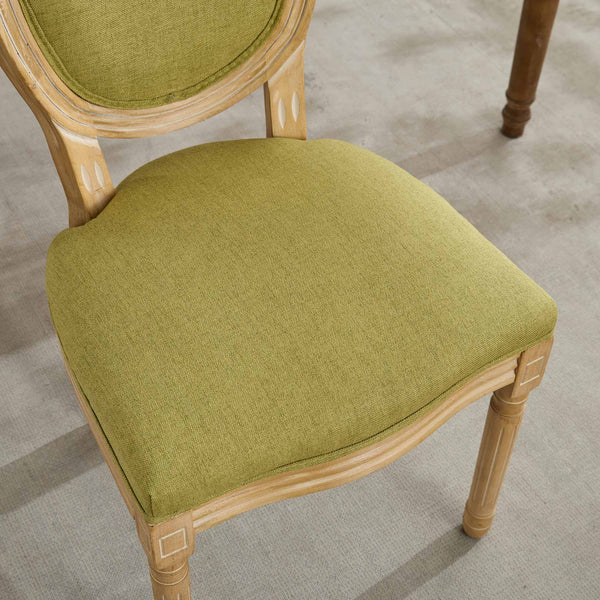English Elm A&A French Style Dining Chairs Set Of 2 - Olive Green Linen Upholstery With Solid Wood Frame Elegance W1143P323333