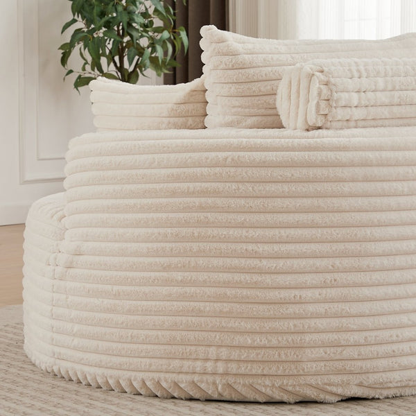 English Elm 50"l Corduroy Oversized Sleeper Chair with Neck Pillow Support for Lounge or Bedroom Beige W834P405862