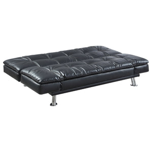 English Elm Larkin Black Leatherette Sofa Bed with Chrome Legs, Geometric Stitching, Modern Convertible Comfort B062P357807