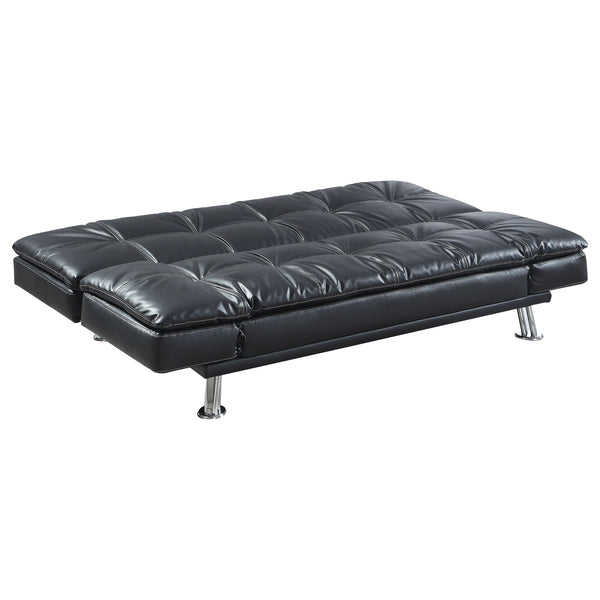 English Elm Larkin Black Leatherette Sofa Bed with Chrome Legs, Geometric Stitching, Modern Convertible Comfort B062P357807