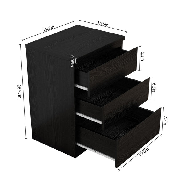 English Elm 19.7-inch Matte Finish Nightstand with Touch Release Drawers for Minimalist Bedrooms Black W3151P407887