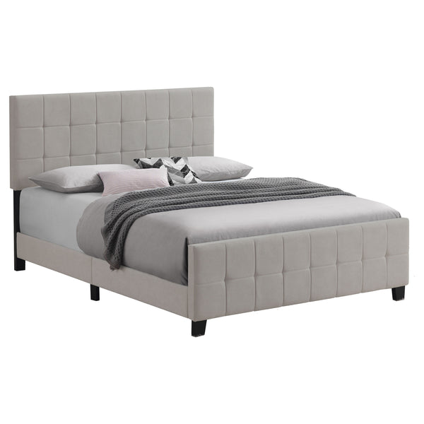 English Elm Destiny Beige Upholstered Eastern King Panel Bed with Padded Headboard, Timeless Supportive Design B062P331068