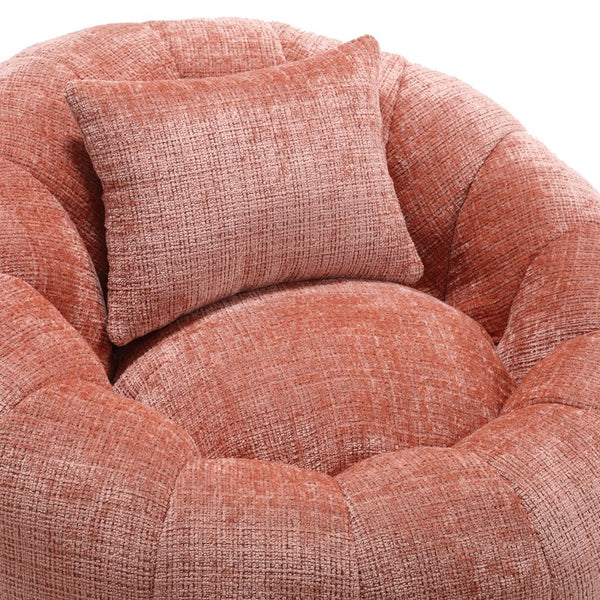 English Elm UNITED Cloud-Luxe Chenille Memory Foam Bean Bag Chair with Ottoman and Pillow for Ultimate Comfort Pink W1568P361686