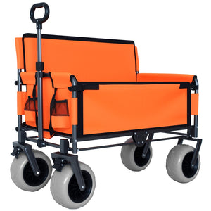 English Elm 3-in-1 Folding Utility Wagon Converts to Bench Seat with All-terrain Balloon Tires Orange W2932P312719