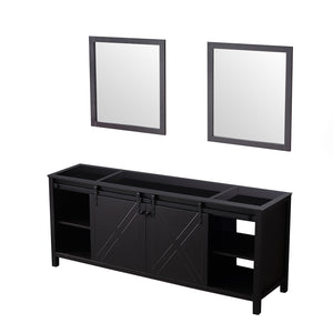 English Elm Brown Double Bath Vanity With Two Mirrors - Elegant 80" Wide Design, Ample Storage & Easy Install B2731S00573