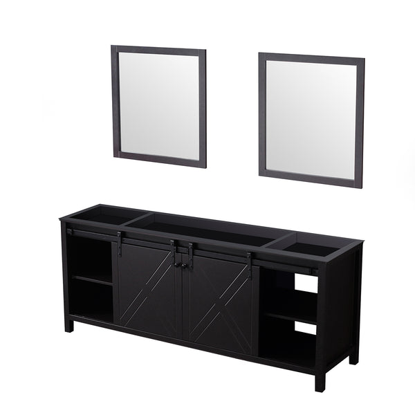 English Elm Brown Double Bath Vanity With Two Mirrors - Elegant 80" Wide Design, Ample Storage & Easy Install B2731S00573