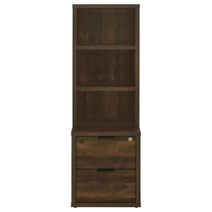 English Elm Geary Full Bedroom Set with Bookcase Headboard Usb Charging Nightstands Matte Finish Dark Brown B062S01696