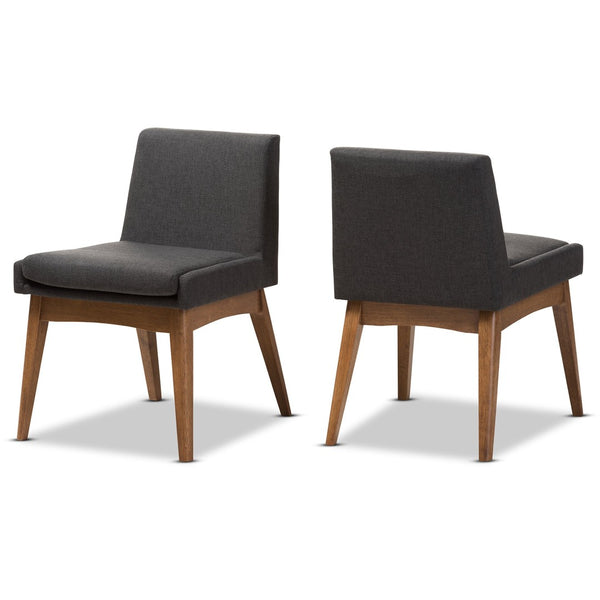 Baxton Studio Baxton Studio Nexus Set of 2 Mid-Century Modern Dining Chairs in Dark Walnut & Gray Fabric Upholstery BBT5280-Dark Grey-H1217-20