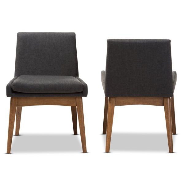 Baxton Studio Baxton Studio Nexus Set of 2 Mid-Century Modern Dining Chairs in Dark Walnut & Gray Fabric Upholstery BBT5280-Dark Grey-H1217-20