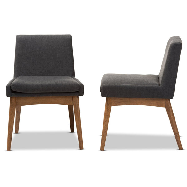 Baxton Studio Baxton Studio Nexus Set of 2 Mid-Century Modern Dining Chairs in Dark Walnut & Gray Fabric Upholstery BBT5280-Dark Grey-H1217-20