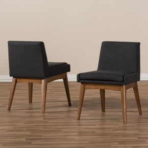 Baxton Studio Baxton Studio Nexus Set of 2 Mid-Century Modern Dining Chairs in Dark Walnut & Gray Fabric Upholstery BBT5280-Dark Grey-H1217-20