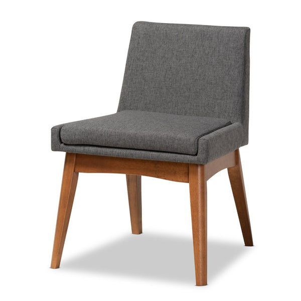 Baxton Studio Baxton Nexus Mid-Century Modern 5-Piece Dining Set - Dark Grey Upholstered Chairs & Walnut Table BBT5280-Dark Grey/Walnut-5PC Dining Set