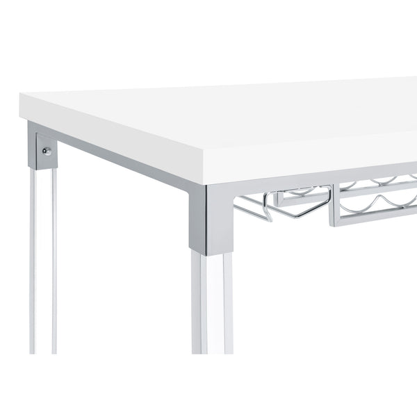 English Elm Tonneson White Acrylic Leg Bar Table with Silver Trestle, Wine Rack & Stemware Holders, 47" B062P299943