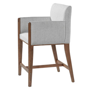 English Elm 24'' Upholstered Counter Stools with Arms Beige Set of 2 for Kitchen Island Walnut N780P354193D