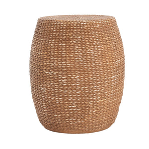 English Elm Christopher Knight Home® - Nydia Weatherproof Drum Side Table — Fireproof MGO, Straw-Weave Texture, Recyclable Eco Design N775P300869B
