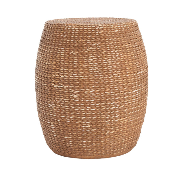 English Elm Christopher Knight Home® - Nydia Weatherproof Drum Side Table — Fireproof MGO, Straw-Weave Texture, Recyclable Eco Design N775P300869B