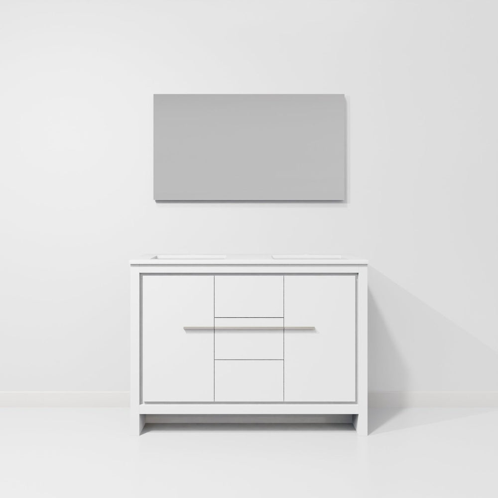 English Elm White Double Bath Vanity With Cultured Marble Top & Matching Mirror - Elegant Storage Solution! B2731S01493-GIGA