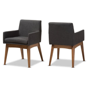 Baxton Studio Baxton Studio Nexus Dining Armchairs Set of 2 - Mid-Century Modern Walnut & Dark Grey Comfort BBT5281-Dark Grey-H1217-20
