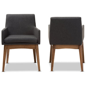 Baxton Studio Baxton Studio Nexus Dining Armchairs Set of 2 - Mid-Century Modern Walnut & Dark Grey Comfort BBT5281-Dark Grey-H1217-20