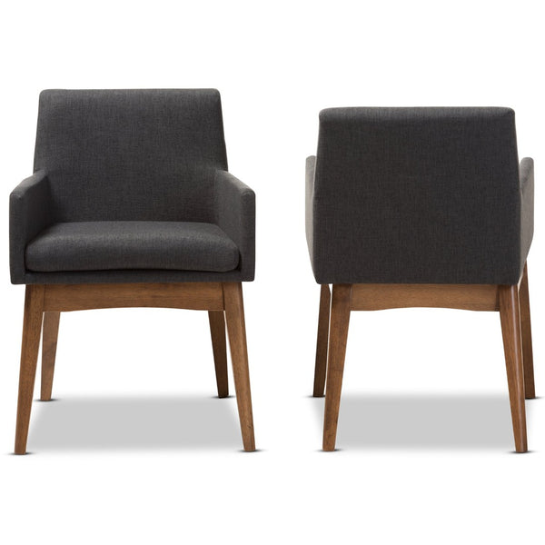 Baxton Studio Baxton Studio Nexus Dining Armchairs Set of 2 - Mid-Century Modern Walnut & Dark Grey Comfort BBT5281-Dark Grey-H1217-20