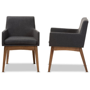 Baxton Studio Baxton Studio Nexus Dining Armchairs Set of 2 - Mid-Century Modern Walnut & Dark Grey Comfort BBT5281-Dark Grey-H1217-20