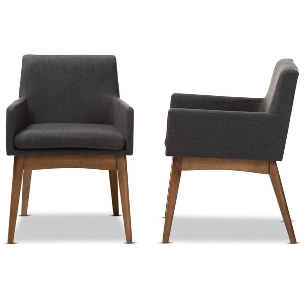 Baxton Studio Baxton Studio Nexus Dining Armchairs Set of 2 - Mid-Century Modern Walnut & Dark Grey Comfort BBT5281-Dark Grey-H1217-20