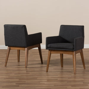 Baxton Studio Baxton Studio Nexus Dining Armchairs Set of 2 - Mid-Century Modern Walnut & Dark Grey Comfort BBT5281-Dark Grey-H1217-20