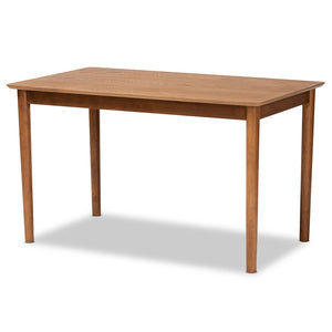 Baxton Studio Baxton Dorina 5-Piece Mid-Century Modern Dining Set - Dark Grey Upholstered Chairs & Walnut Table BBT5281-Dark Grey/Walnut-5PC Dining Set