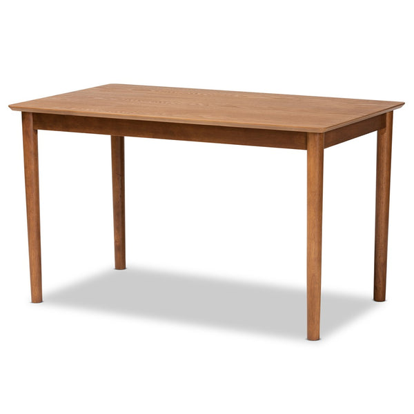 Baxton Studio Baxton Dorina 5-Piece Mid-Century Modern Dining Set - Dark Grey Upholstered Chairs & Walnut Table BBT5281-Dark Grey/Walnut-5PC Dining Set