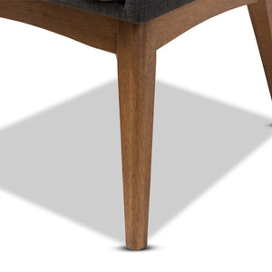 Baxton Studio Baxton Dorina 5-Piece Mid-Century Modern Dining Set - Dark Grey Upholstered Chairs & Walnut Table BBT5281-Dark Grey/Walnut-5PC Dining Set