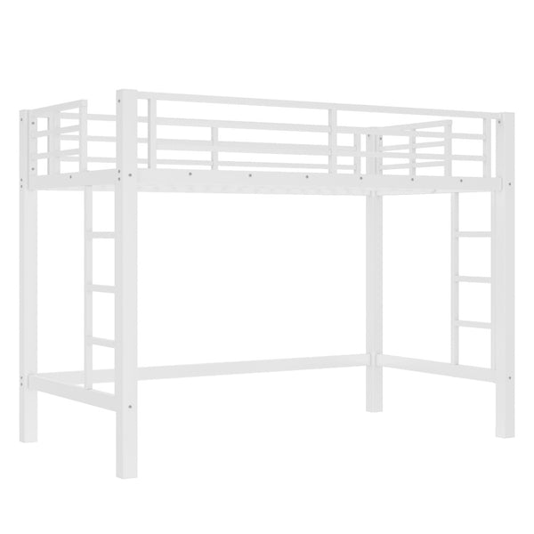 English Elm Twin Xl White Iron Loft Bed with Guardrails and Ladder for Dorm or Teen Room W1580P435706