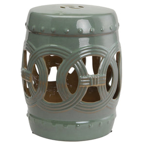 English Elm Outsunny 14" X 17" Ceramic Garden Stool - Elegant Green Glaze, Double-Coin Design, Indoor/Outdoor Use W2225P174104-GIGA