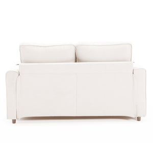 English Elm {VIDEO Modern 3-in-1 Upholstered Futon Sofa Convertible Bed with Tufted Foldable Loveseat, Beige, Storage Cups W2325P195865