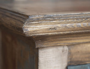 51 Inch Distressed Solid Wood Buffet Sideboard with Four Glass Panel Doors