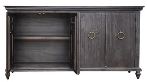 74 Inch Distressed Wood Buffet Sideboard with Four Cabinet Doors for Dining Room Storage