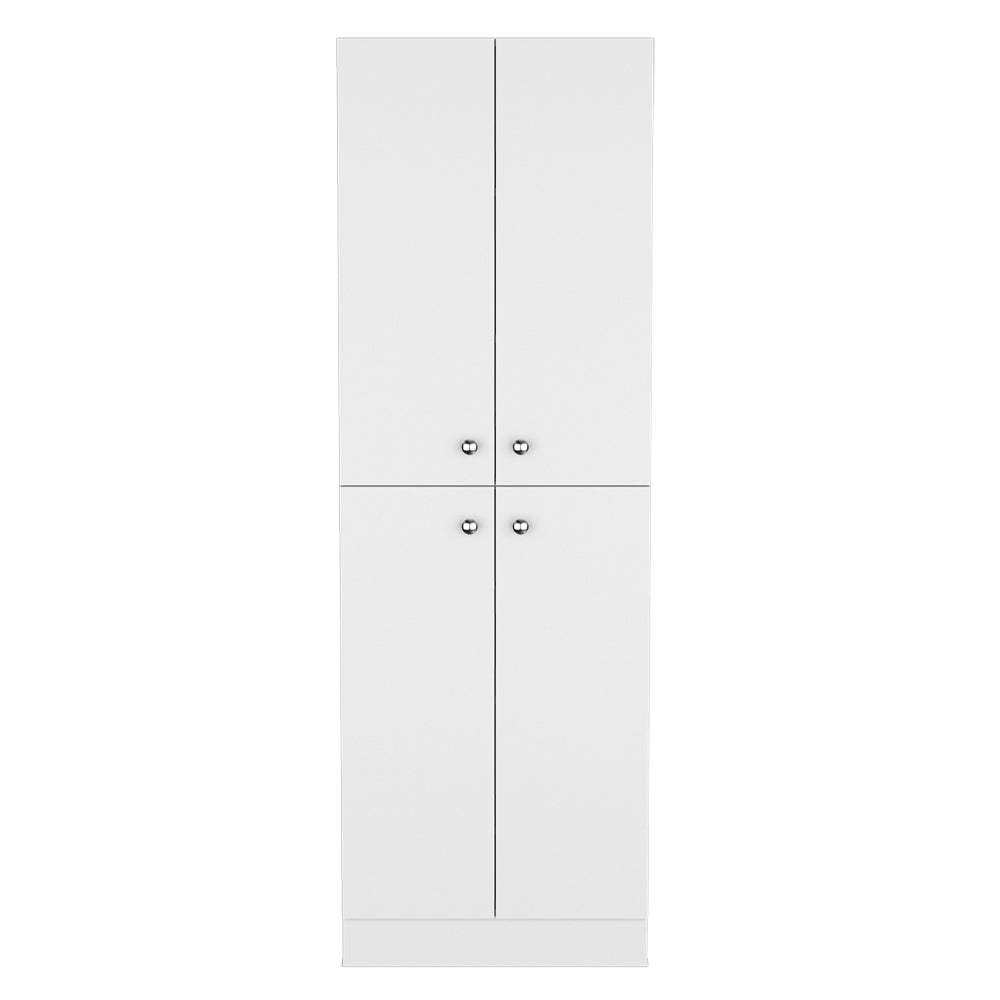 English Elm Pantry Coahoma White Engineered Wood Cabinet with 4 Doors, Ample Shelves, Metal Handles, Durable Design B092P191183
