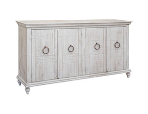 74 Inch Distressed Wood Buffet Sideboard with Four Cabinet Doors for Dining Room Storage