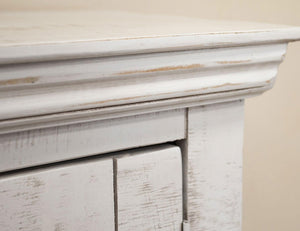 74 Inch Distressed Wood Buffet Sideboard with Four Cabinet Doors for Dining Room Storage