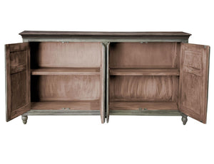 74 Inch Distressed Wood Buffet Sideboard with Four Cabinet Doors for Dining Room Storage