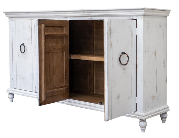 74 Inch Distressed Wood Buffet Sideboard with Four Cabinet Doors for Dining Room Storage