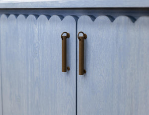 76 Inch Distressed Coastal Blue Wood Credenza with Four Door Storage for Living Room