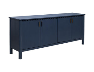 HomeRoots 76 Inch Distressed Navy Buffet Cabinet with Four Doors for Dining or Living Rooms 759211