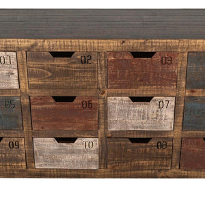 61 Inch Rustic Distressed Wood Sideboard with 12 Drawers for Stylish Dining Room Storage
