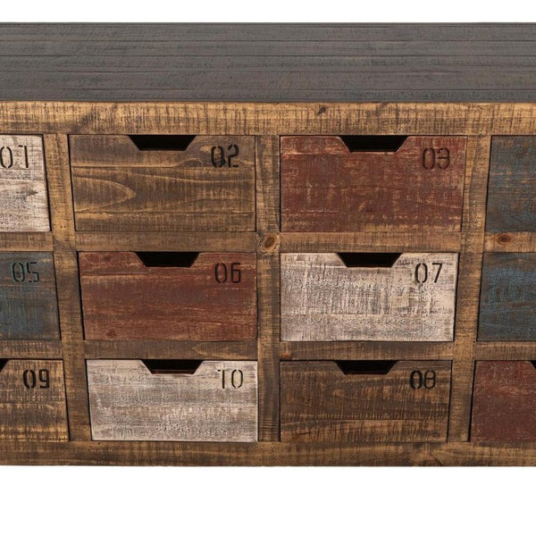 61 Inch Rustic Distressed Wood Sideboard with 12 Drawers for Stylish Dining Room Storage