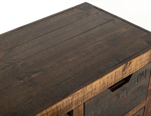 61 Inch Rustic Distressed Wood Sideboard with 12 Drawers for Stylish Dining Room Storage